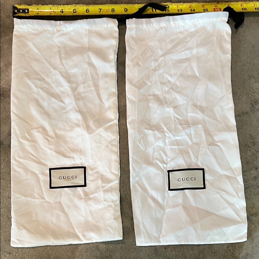 Authentic Gucci White Drawstring Logo Dust Bags (Pair)